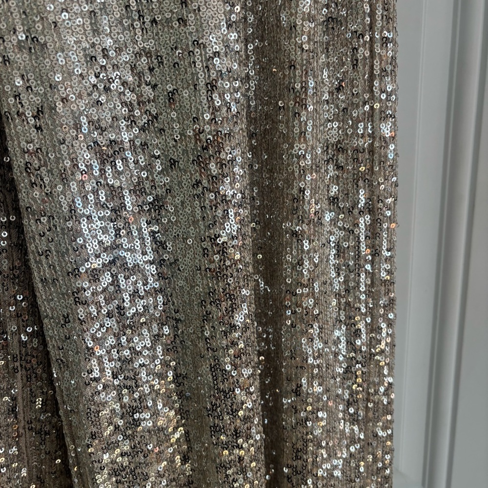 Boston Proper Gold Sequin Wide-Leg Pants, Size Large - Picture 6 of 12